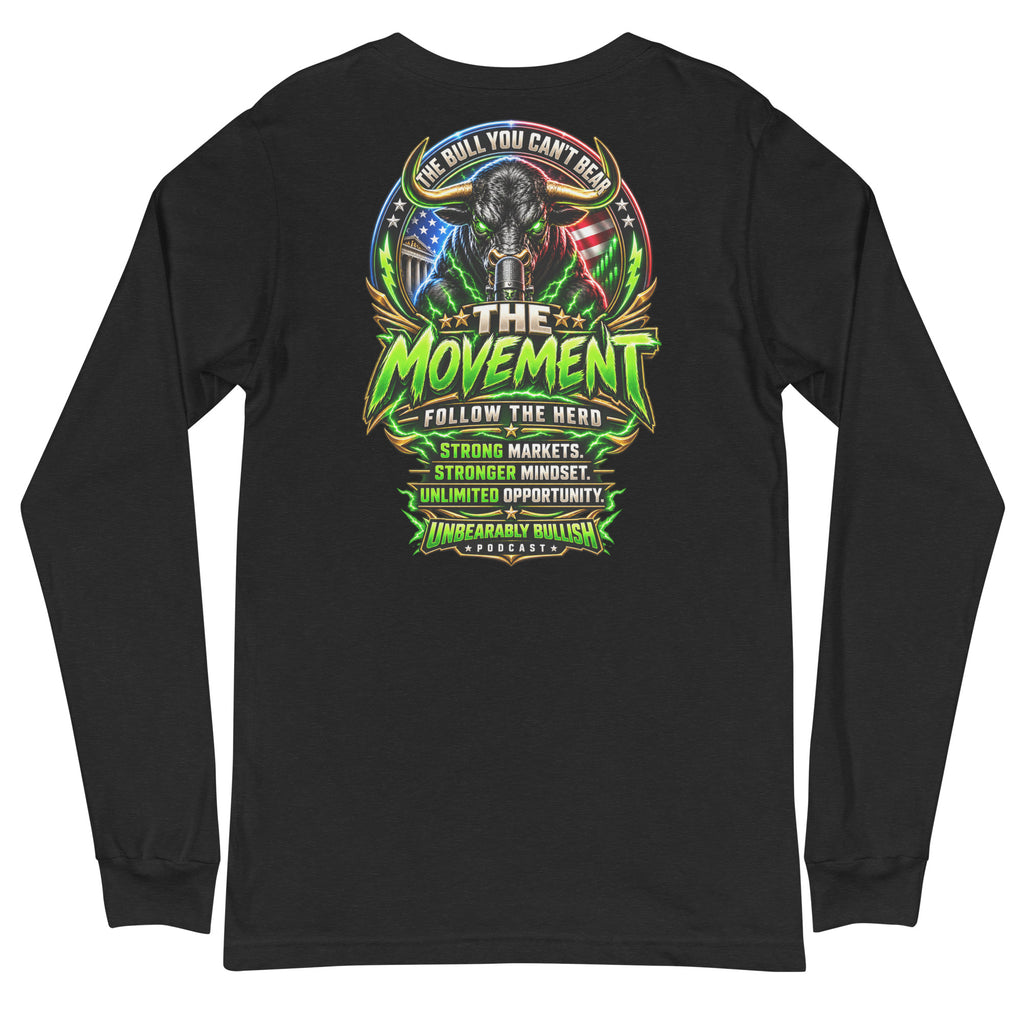 The Movement Long Sleeve Tee in Black Heather, back print