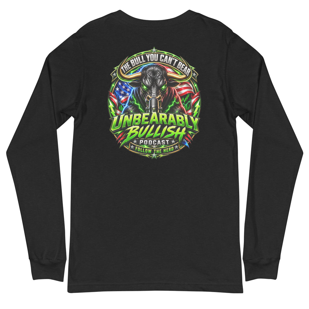 Patriotic Power Long Sleeve Tee in Black Heather, back print