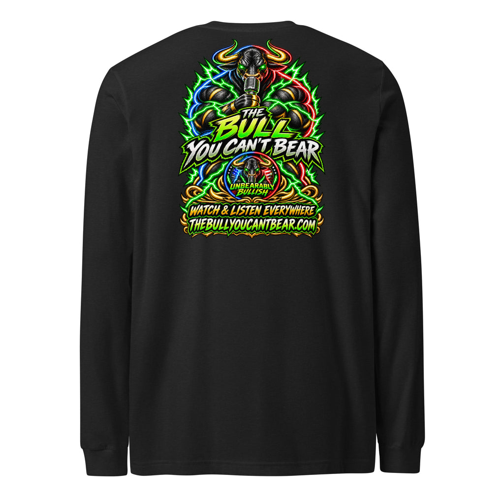 The Bull You Can't Bear Long Sleeve Tee in Black Heather, back print