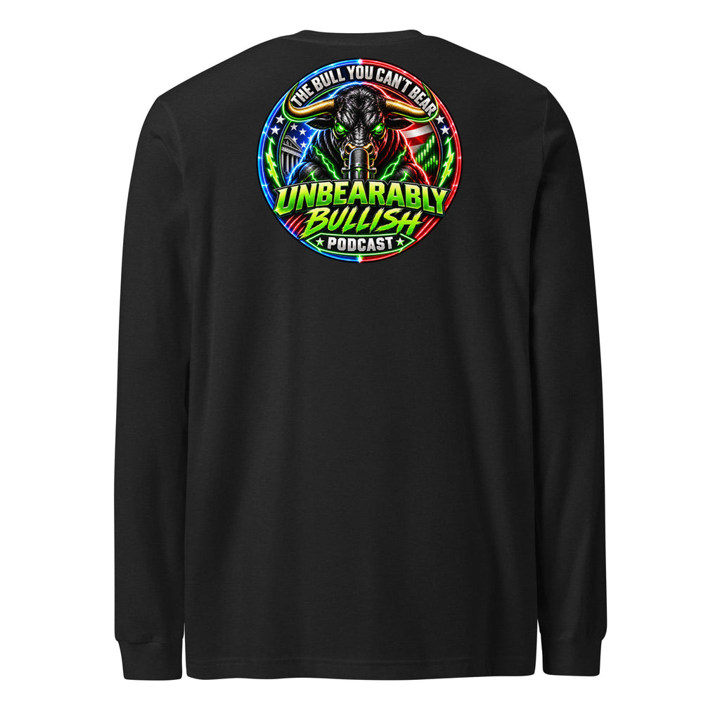 Unbearably Bullish Logo Long Sleeve Tee in Black Heather, back print