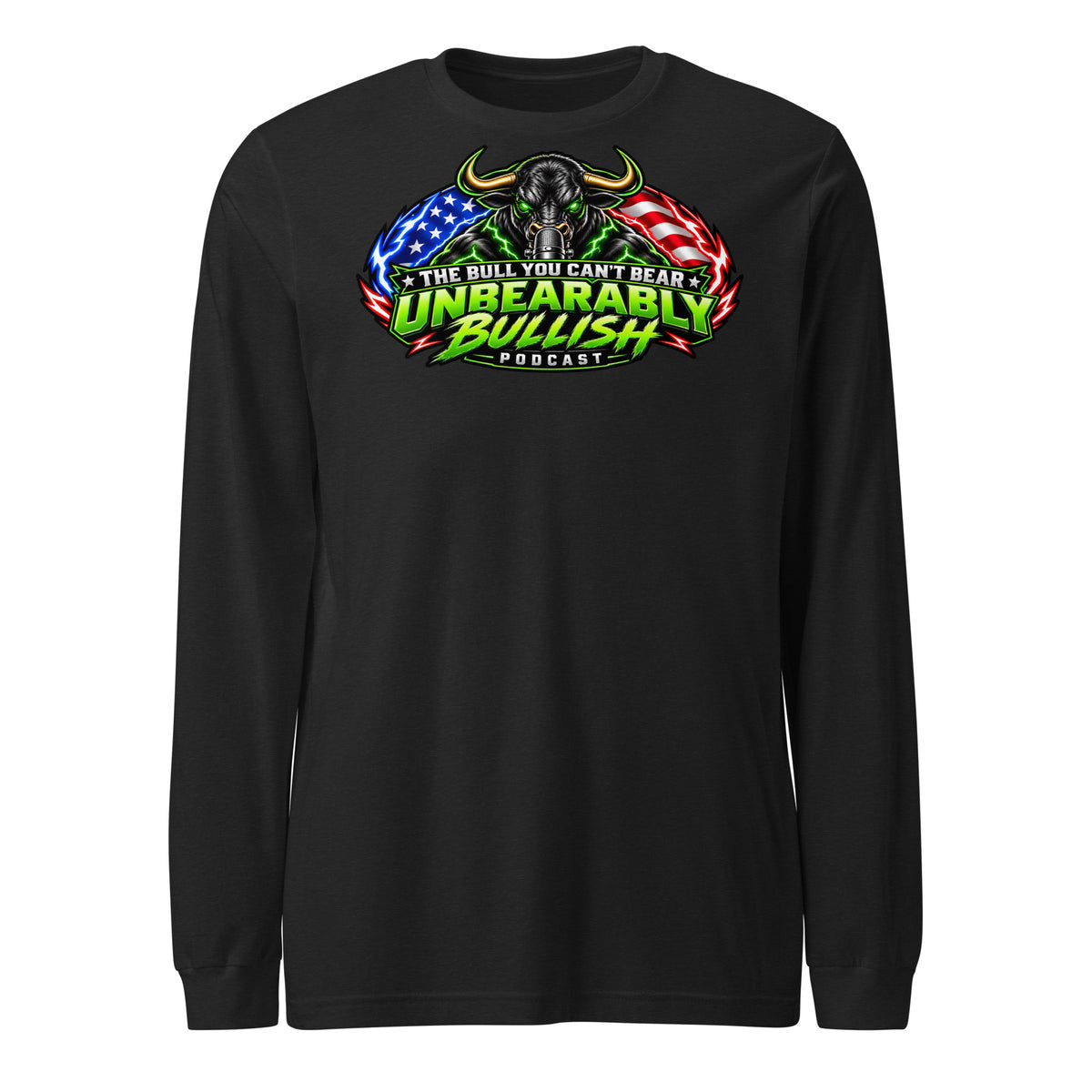 Unbearably Bullish Logo Long Sleeve Tee in Black Heather, front