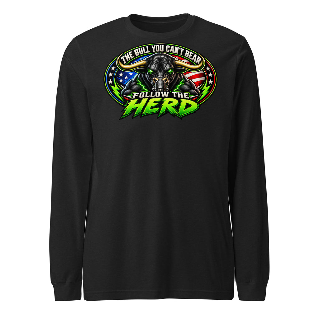 Follow The Herd Long Sleeve Tee in Black Heather, front