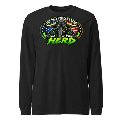 Follow The Herd Long Sleeve Tee in Black Heather, front