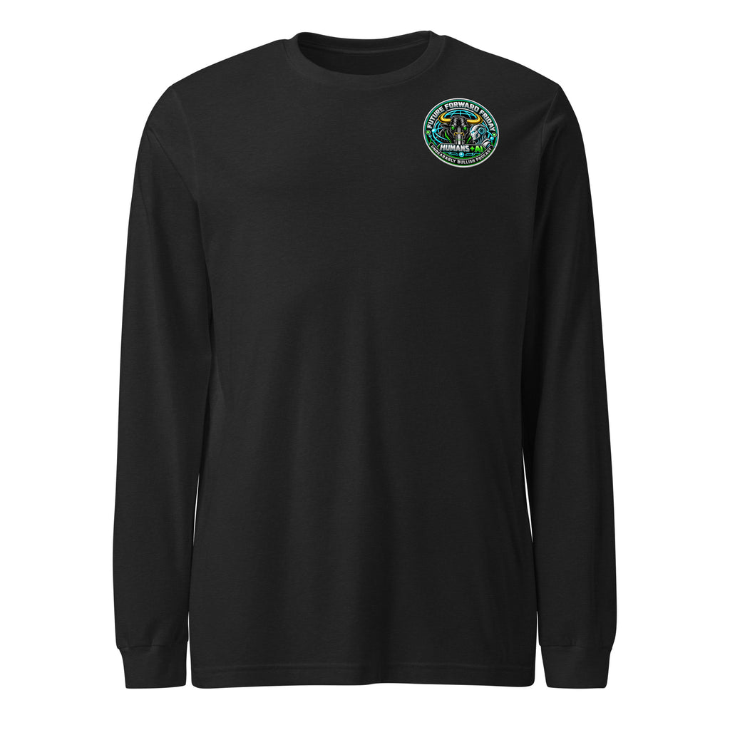 Future Forward Friday Humans + AI Long Sleeve Tee in Black Heather, front