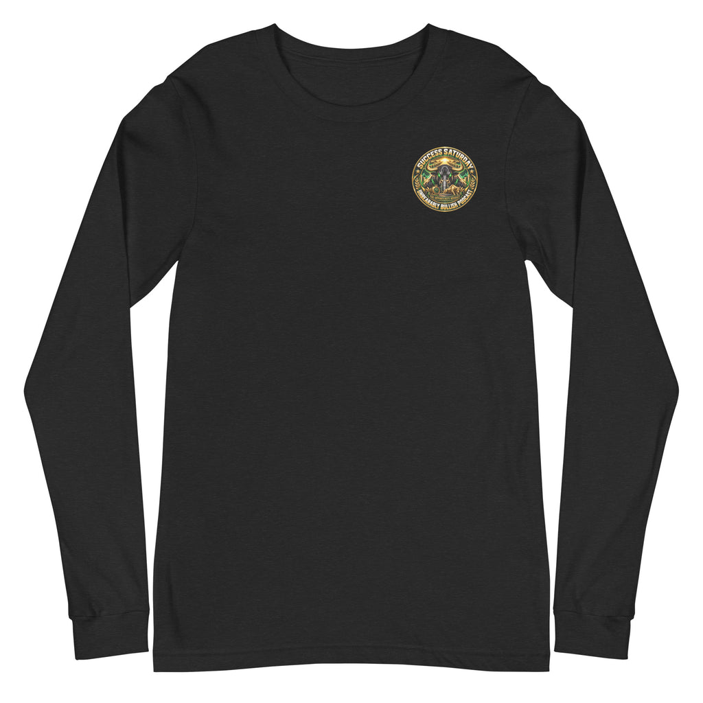 Success Saturday Long Sleeve Tee in Black Heather, front