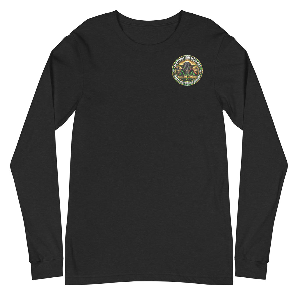 Motivation Monday Own The Week Long Sleeve Tee in Black Heather, front
