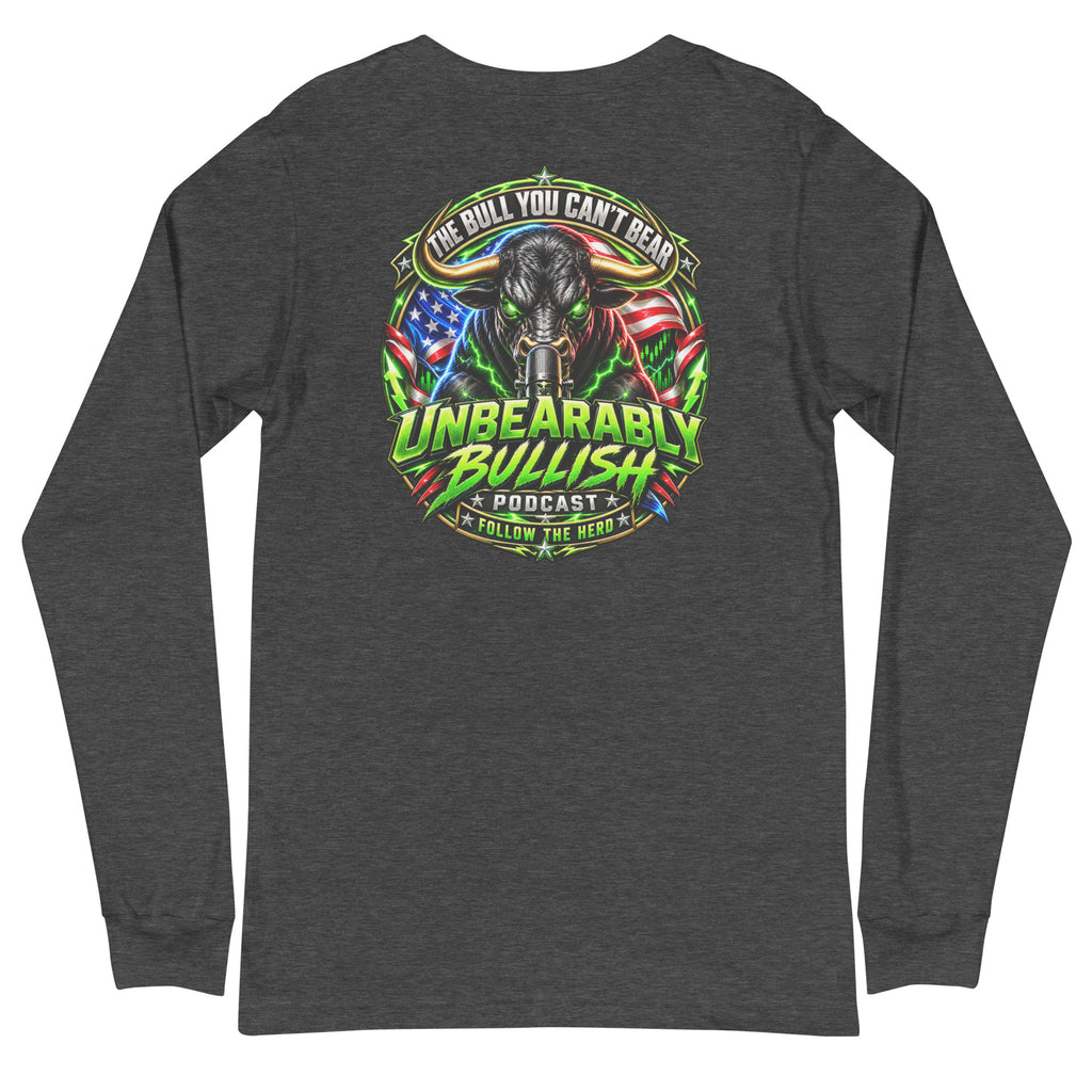 Patriotic Power Long Sleeve Tee in Dark Grey Heather, back print