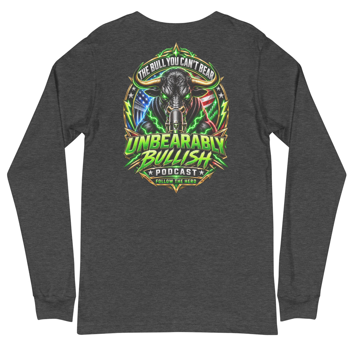 Electric Podcast Long Sleeve Tee in Dark Grey Heather, back print