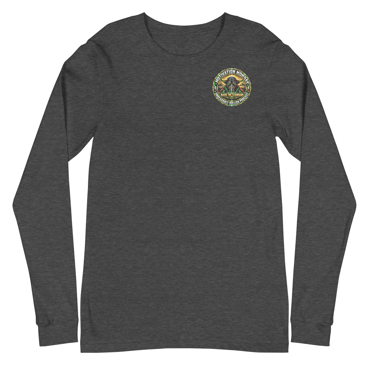 Motivation Monday Own The Week Long Sleeve Tee in Dark Grey Heather, front