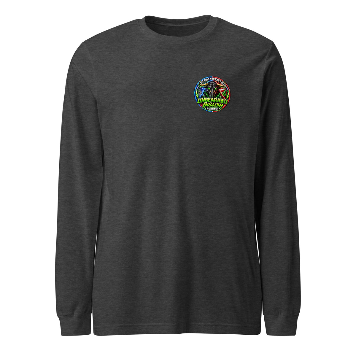 The Bull You Can't Bear Long Sleeve Tee in Dark Grey Heather, front