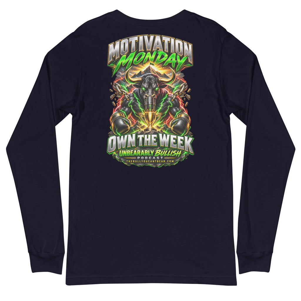Motivation Monday Own The Week Long Sleeve Tee in Navy, back print