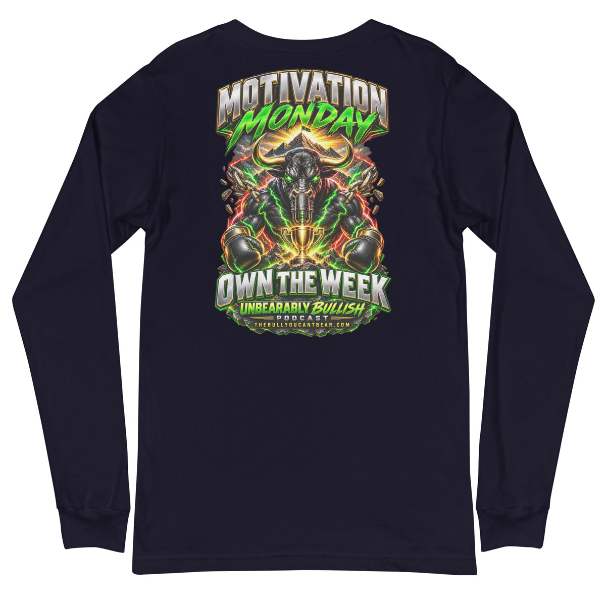 Motivation Monday Own The Week Long Sleeve Tee in Navy, back print