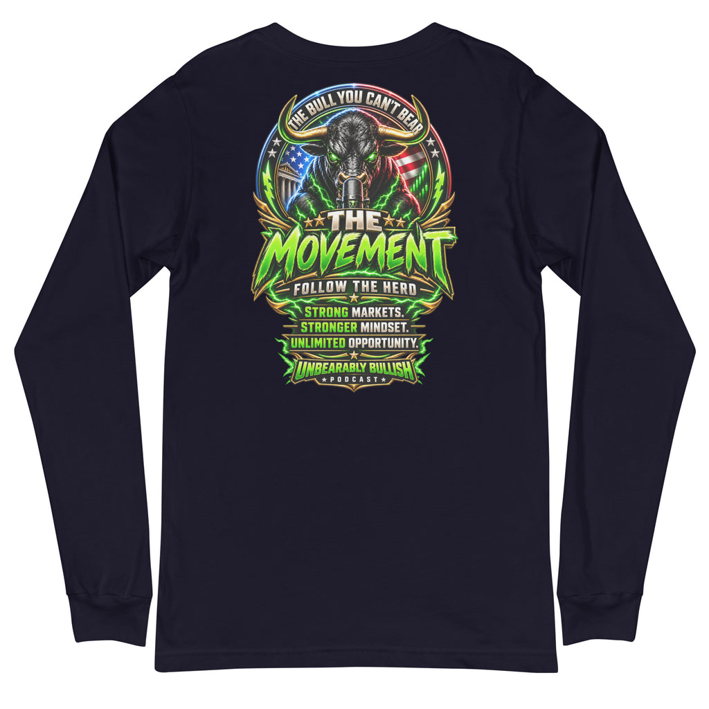 The Movement Long Sleeve Tee in Navy, back print