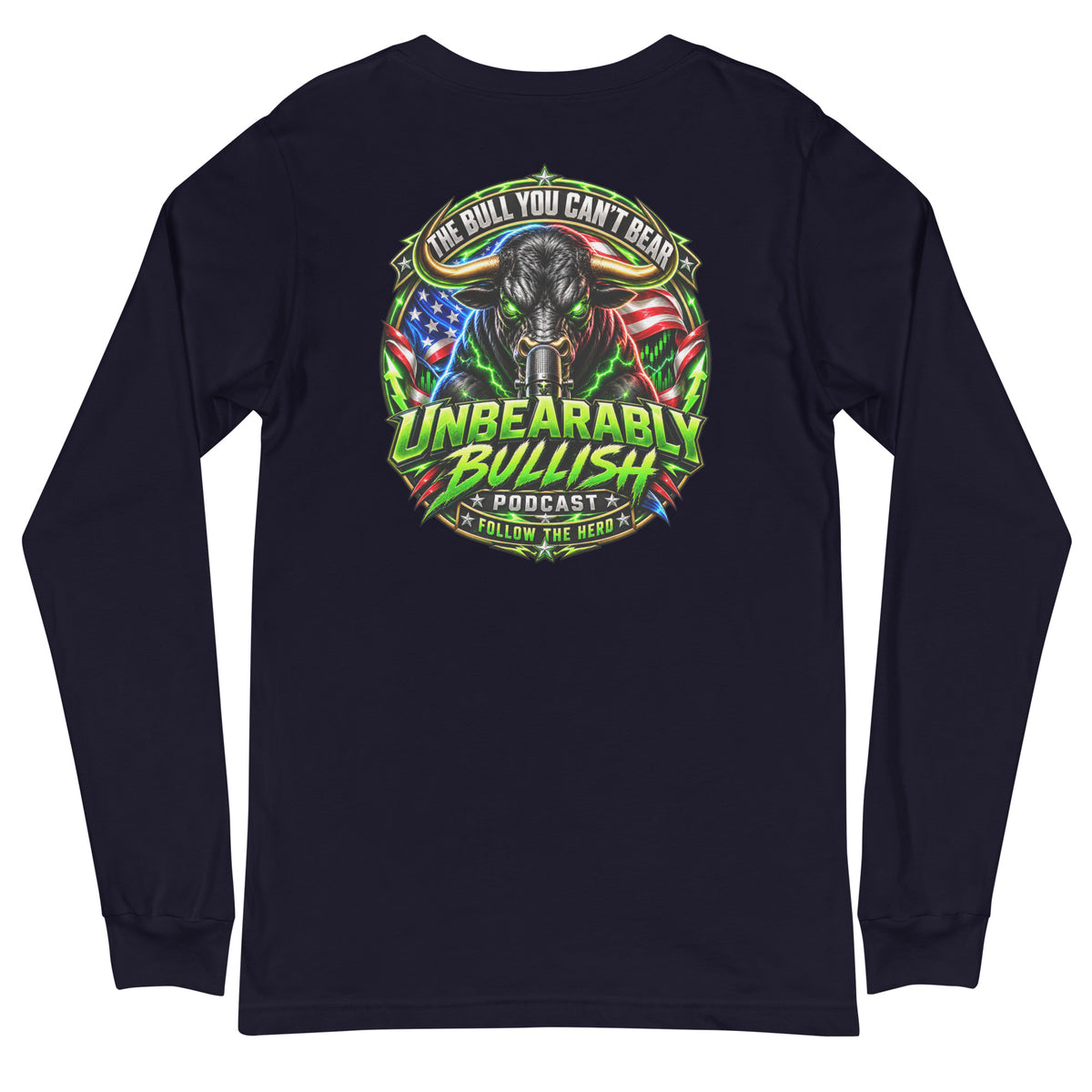 Patriotic Power Long Sleeve Tee in Navy, back print