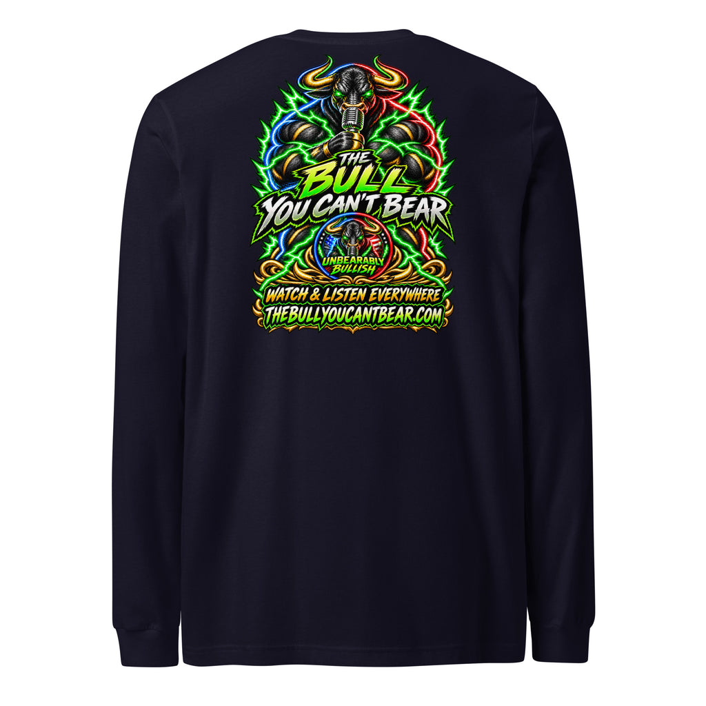 The Bull You Can't Bear Long Sleeve Tee in Navy, back print