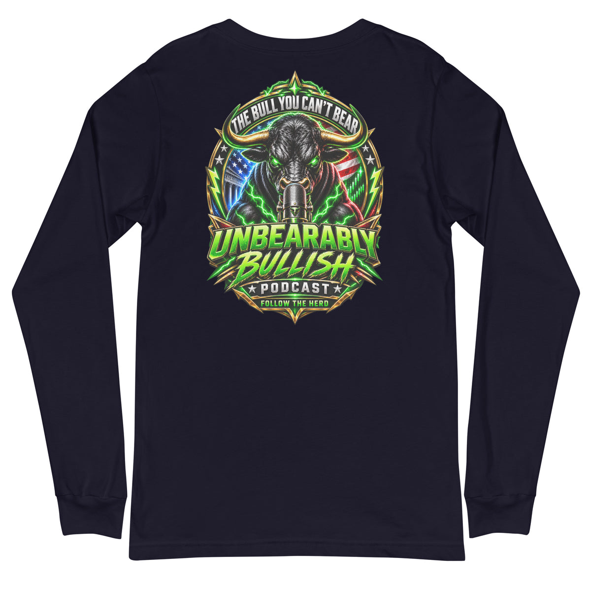 Electric Podcast Long Sleeve Tee in Navy, back print