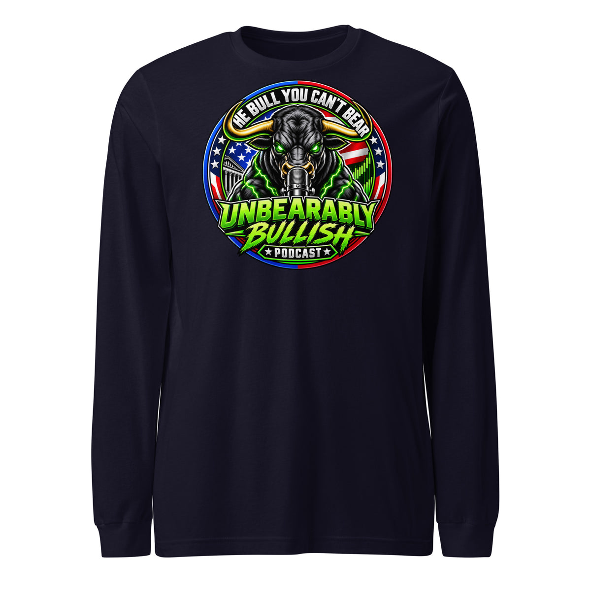 The Bull You Can't Bear Long Sleeve Tee in Navy, front