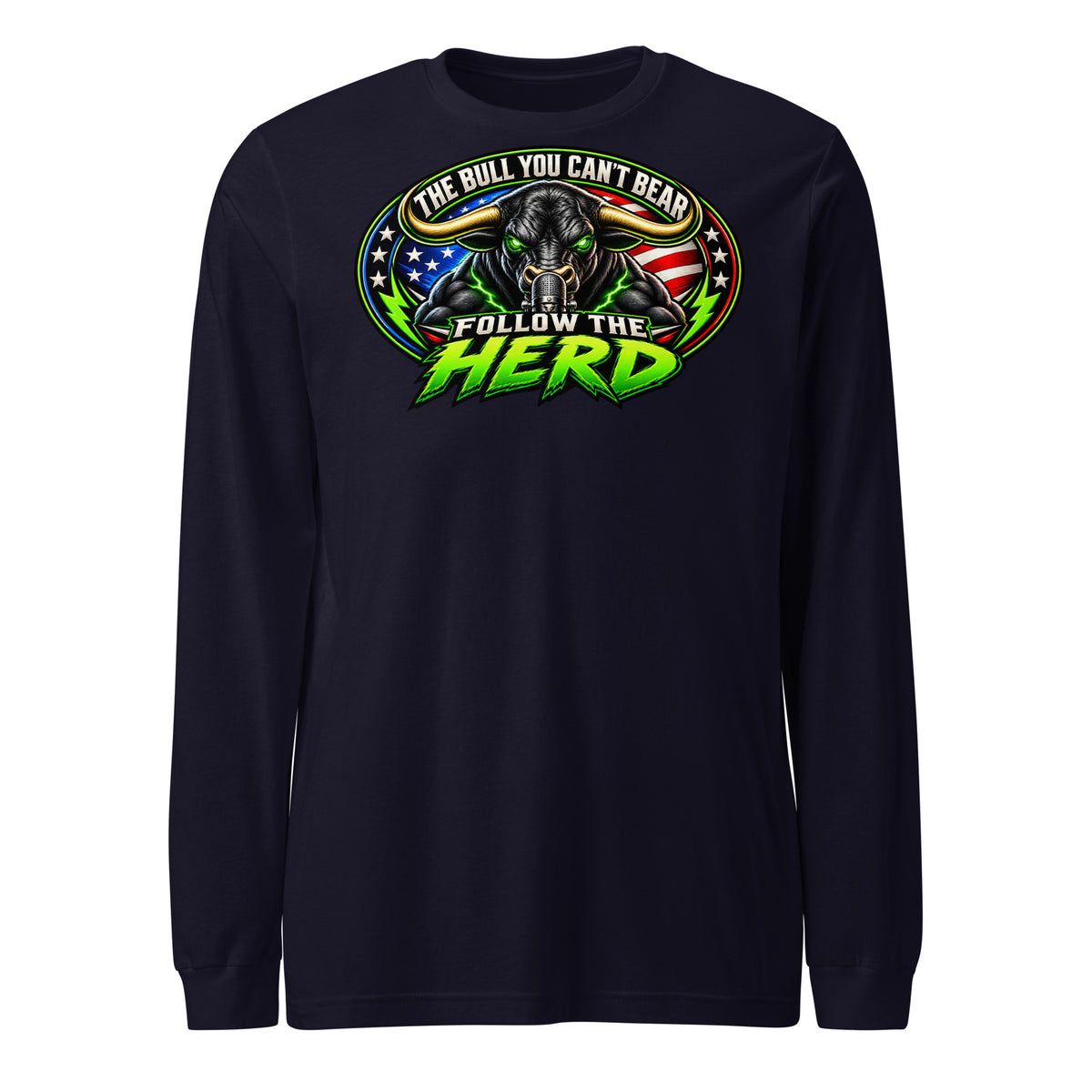 Follow The Herd Long Sleeve Tee in Navy, front