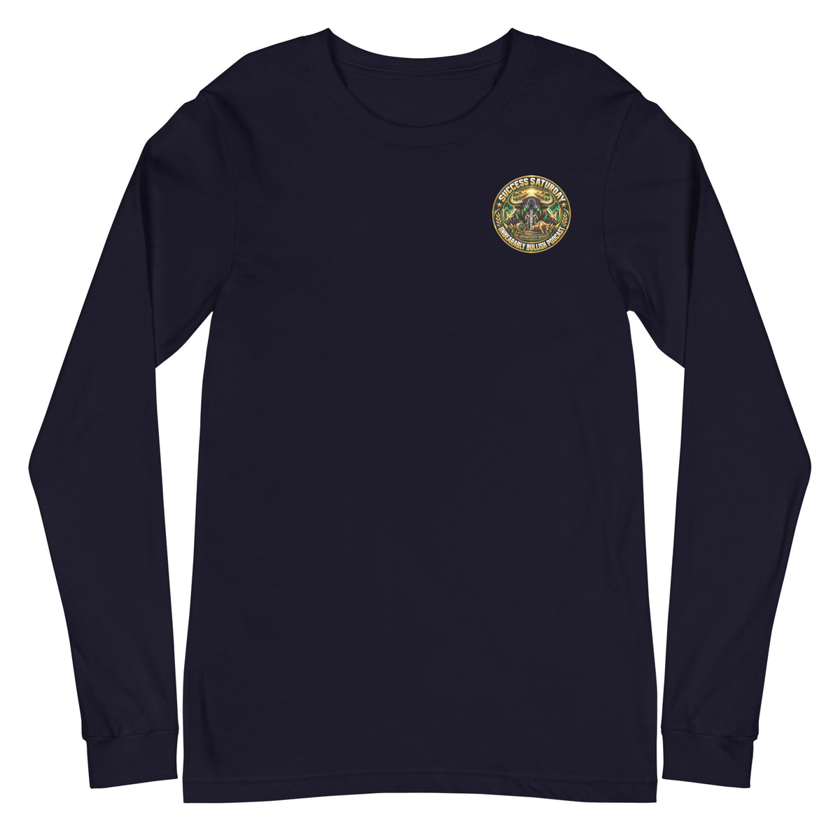 Success Saturday Long Sleeve Tee in Navy, front