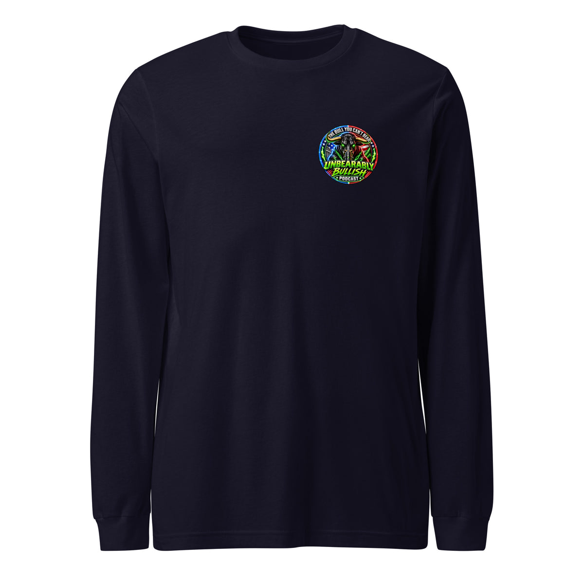 The Bull You Can't Bear Long Sleeve Tee in Navy, front