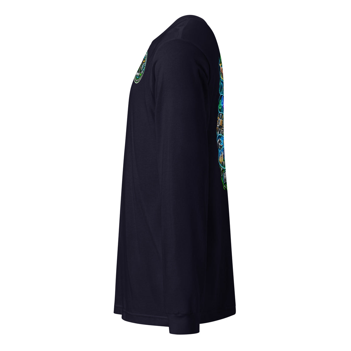 Future Forward Friday Humans + AI Long Sleeve Tee in Navy, left side