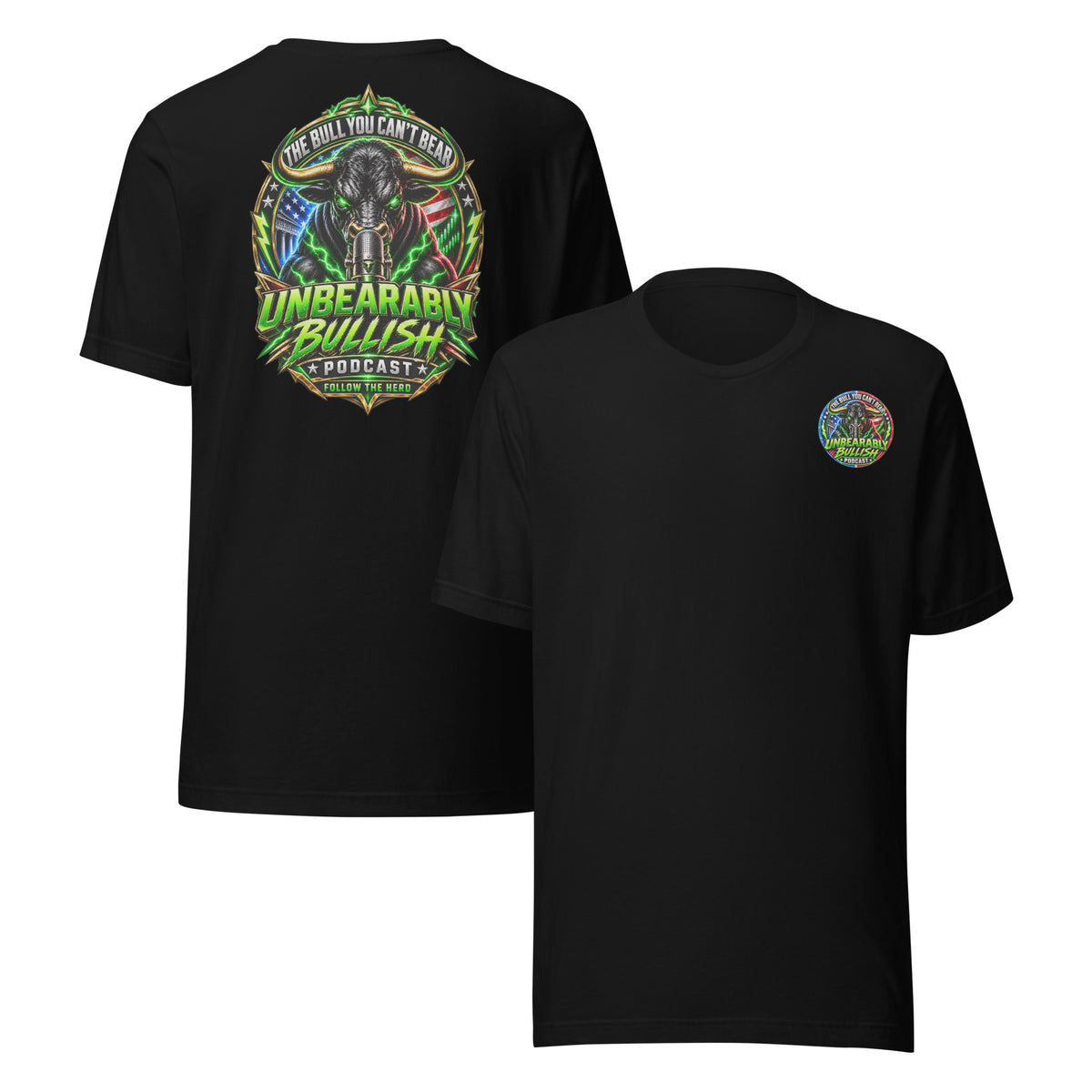 Electric Podcast Tee in Black, front and back print