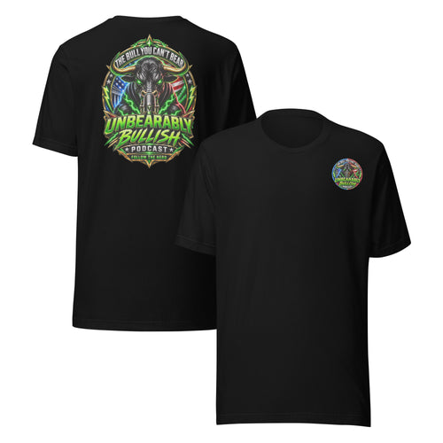Electric Podcast Tee in Black, front and back print