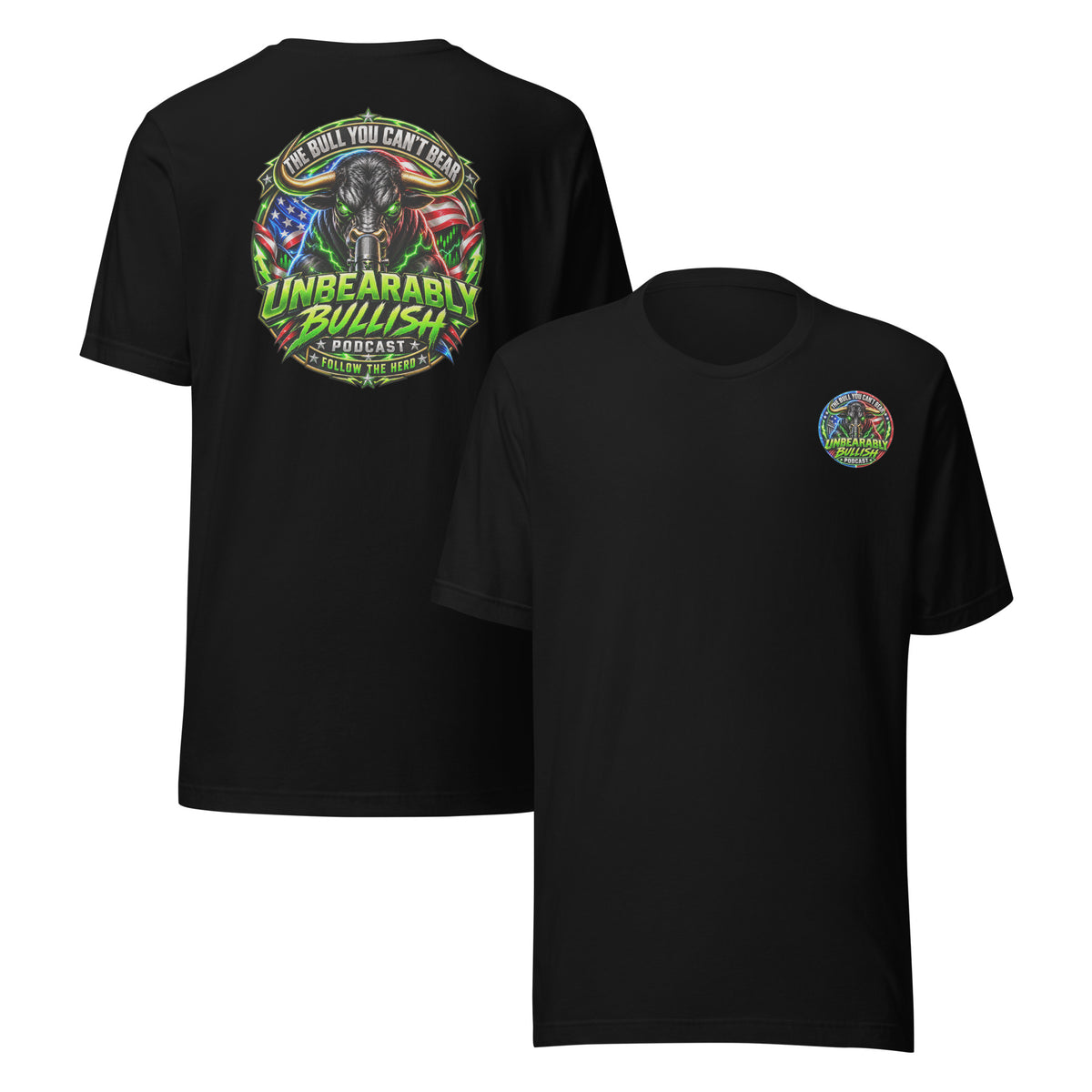 Patriotic Power Tee in Black, front and back print