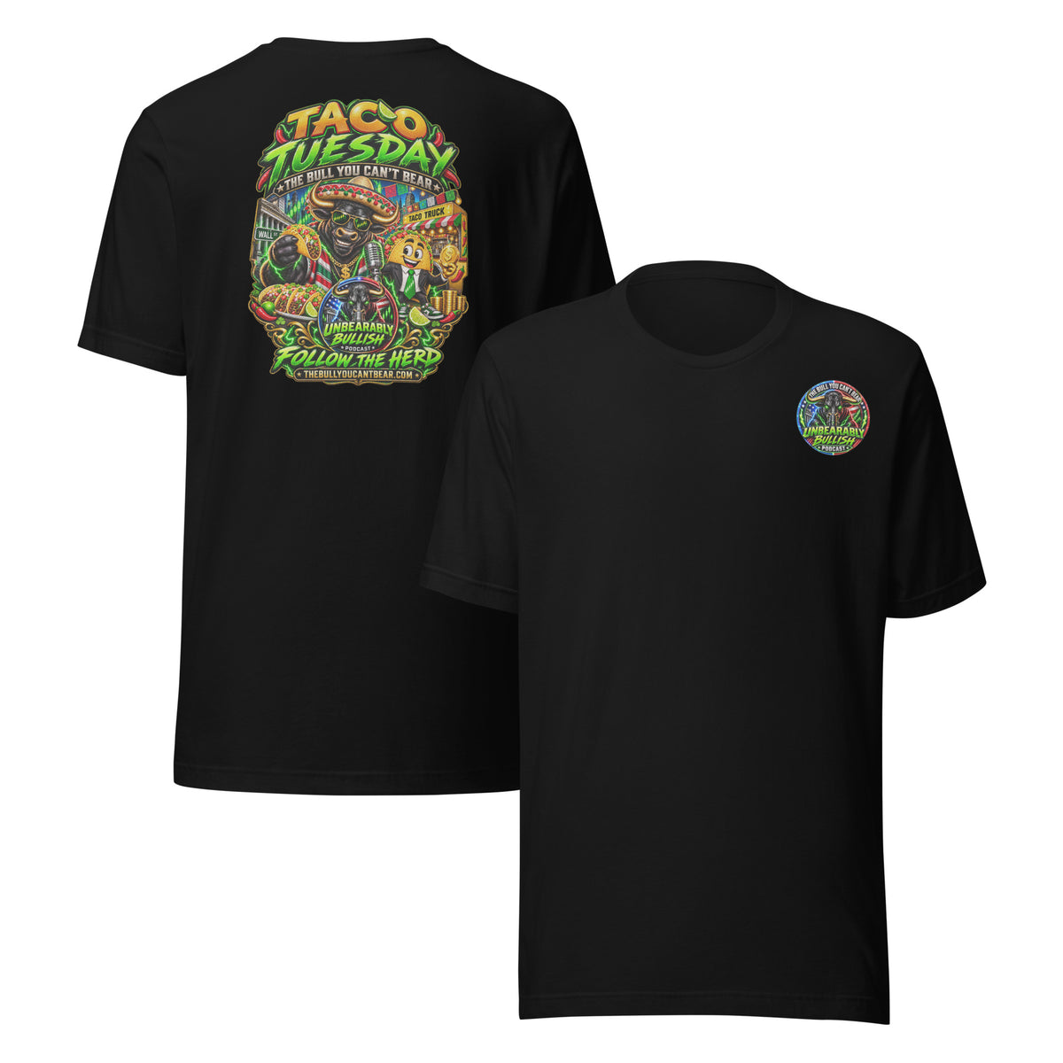 Taco Tuesday Tee in Black, front and back print