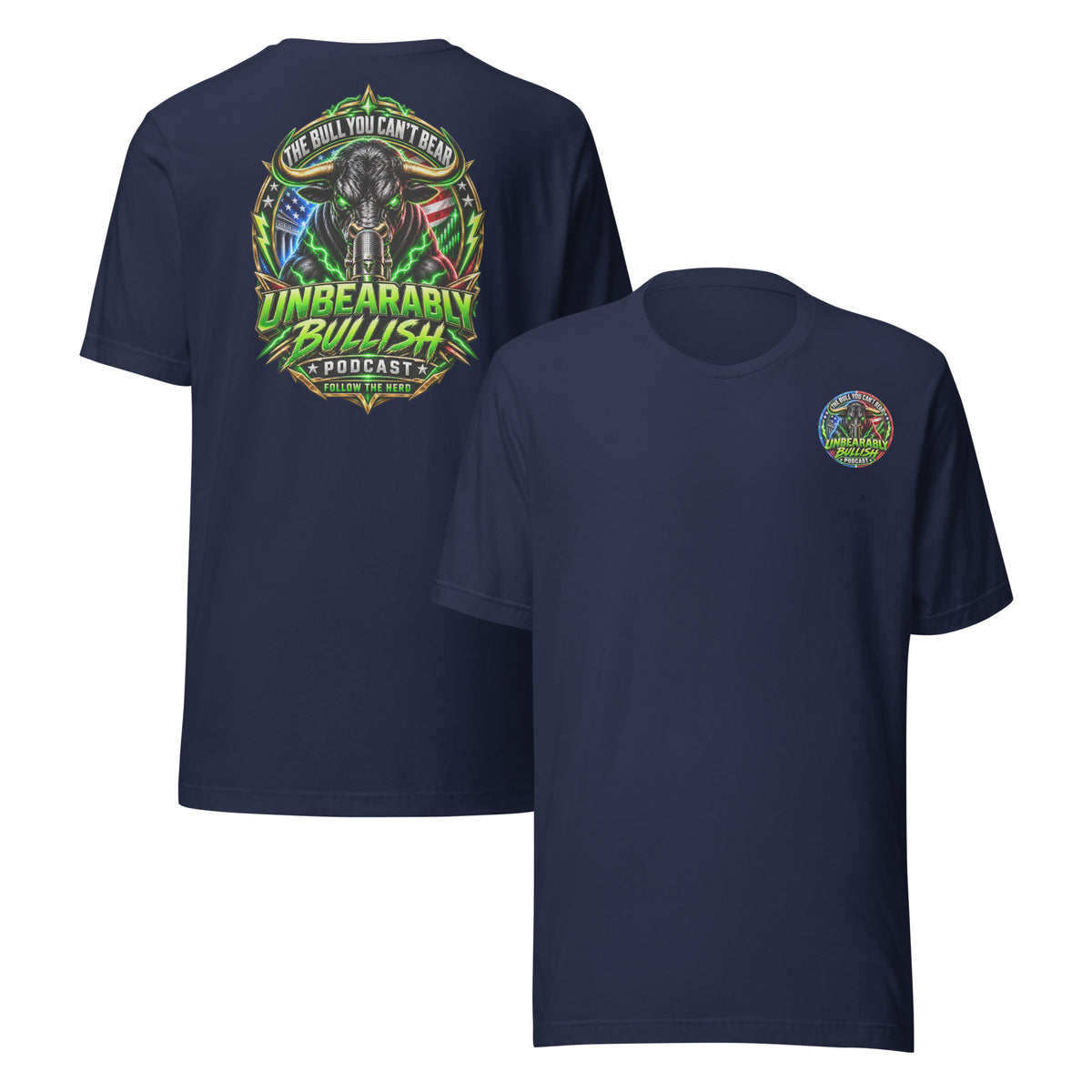 Electric Podcast Tee in Navy, front and back print