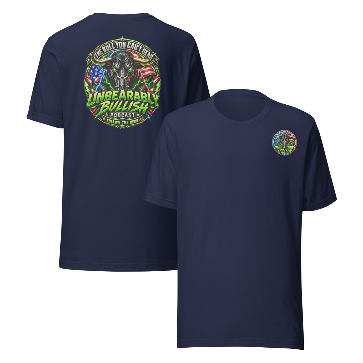 Patriotic Power Tee in Navy, front and back print