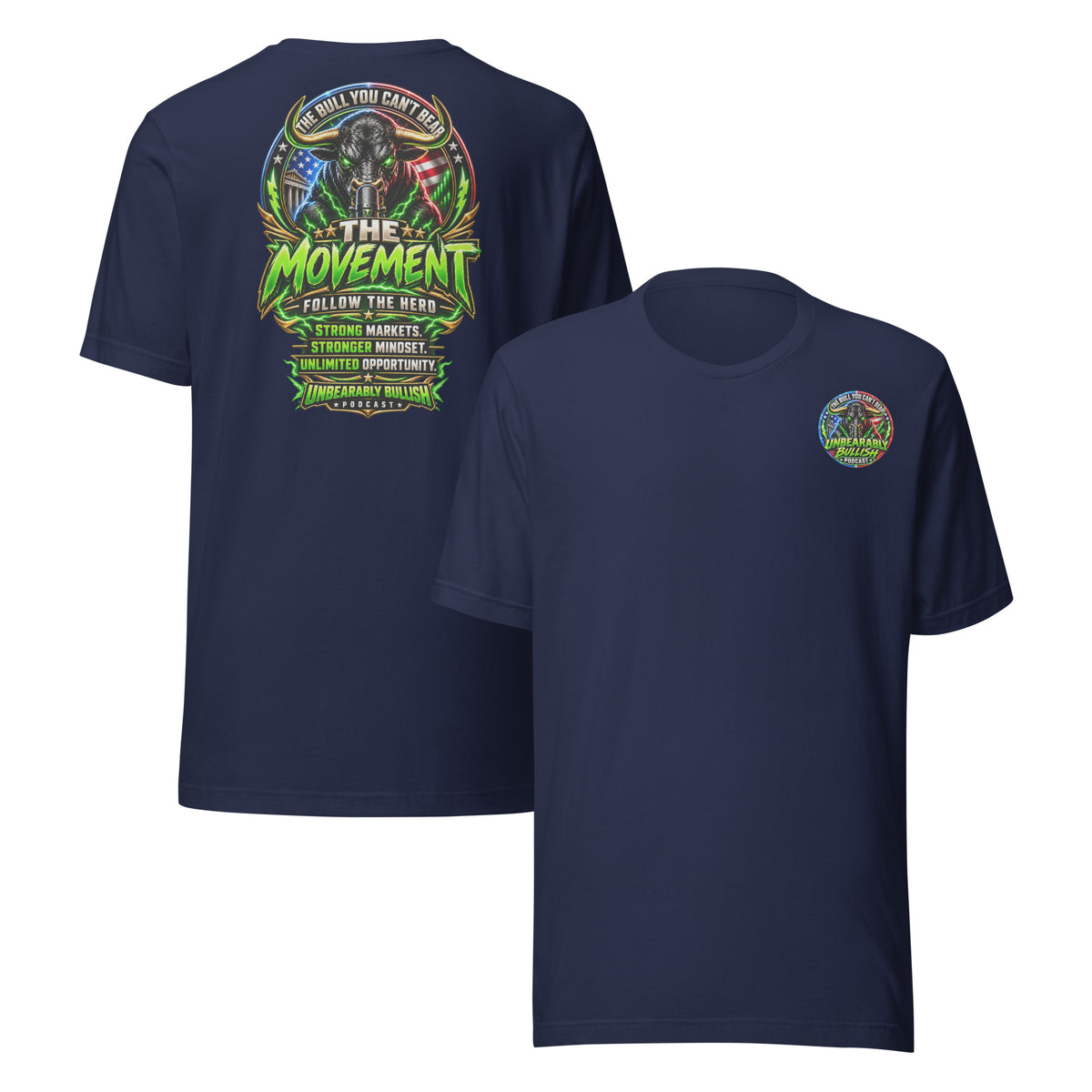 The Movement Tee in Navy, front and back print