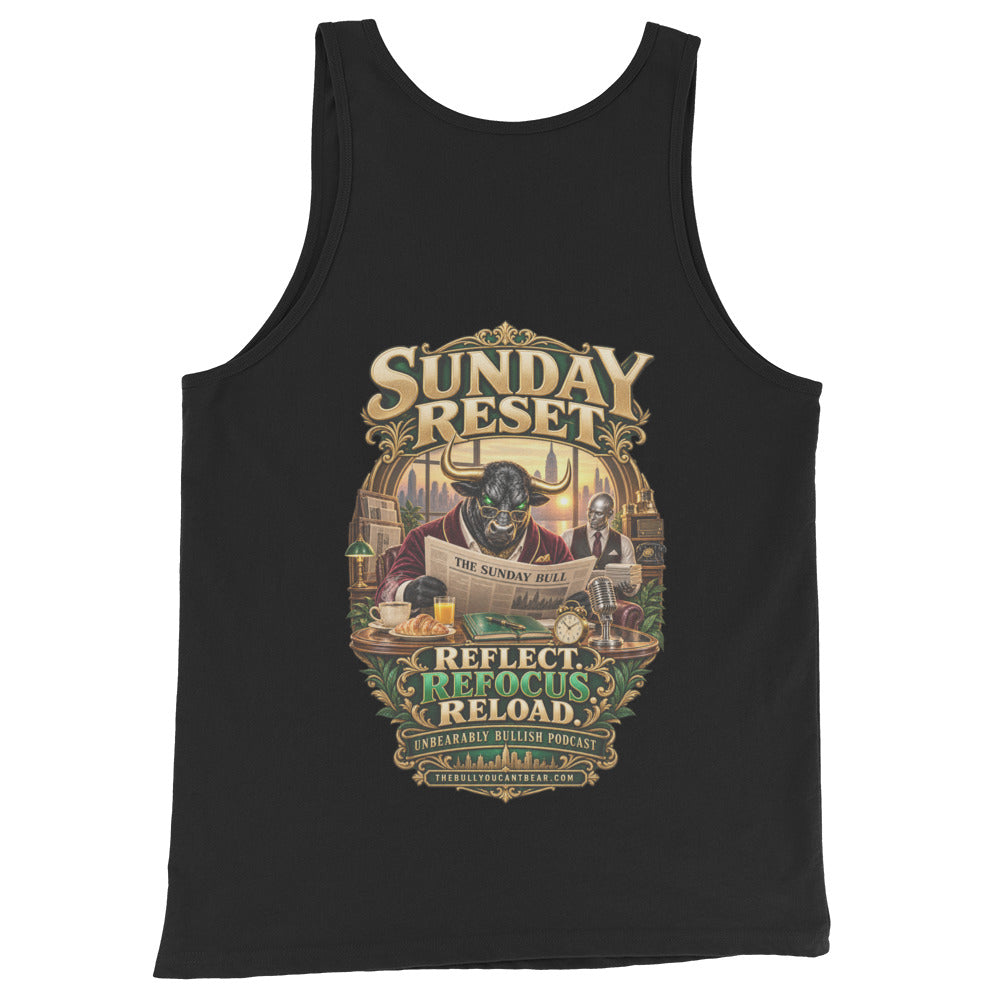 Sunday Reset Tank Top in Black, back print