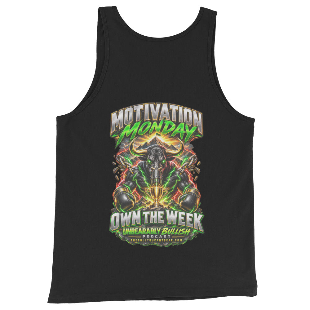 Motivation Monday Own The Week Tank Top in Black, back print