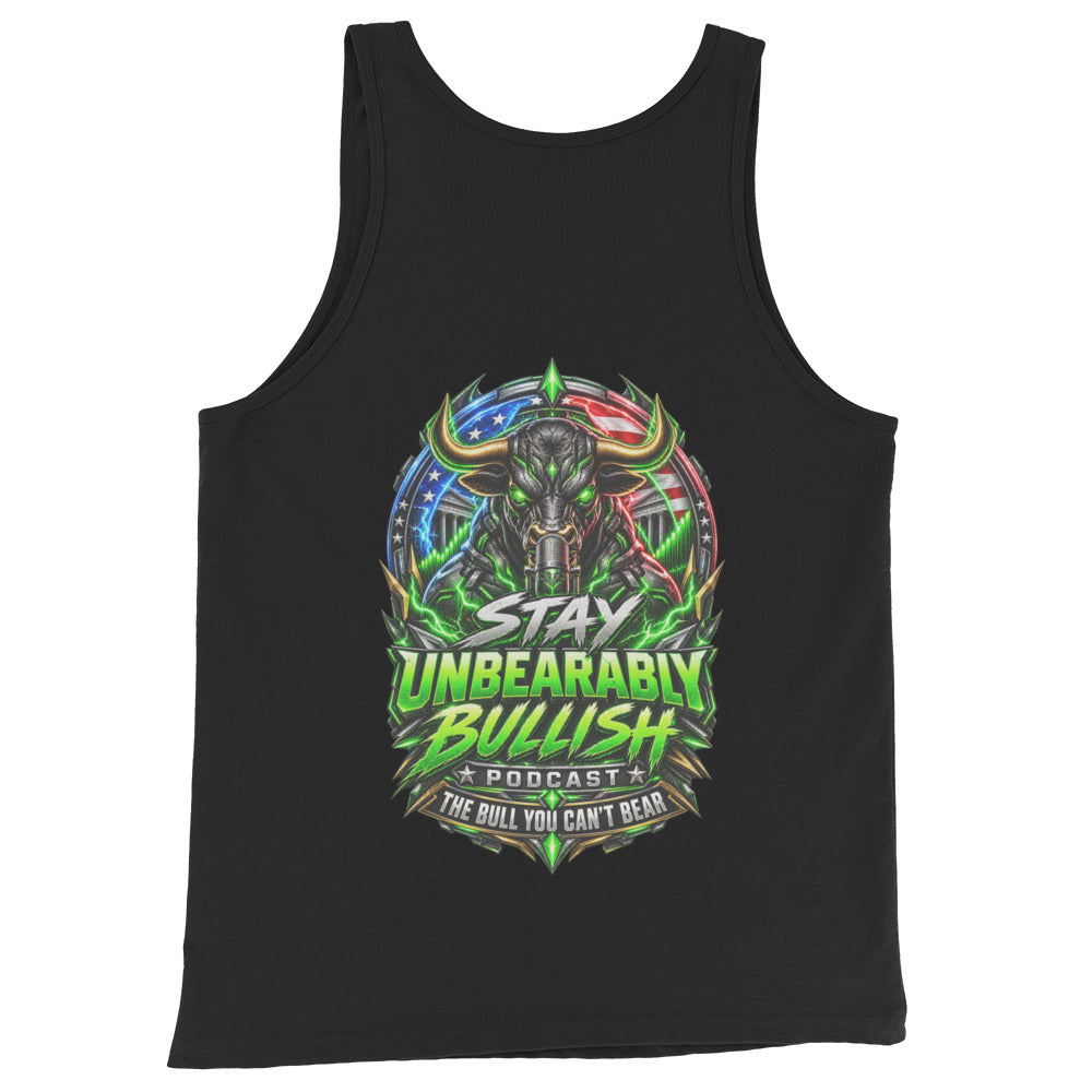 Stay Unbearably Bullish Tank Top in Black, back print