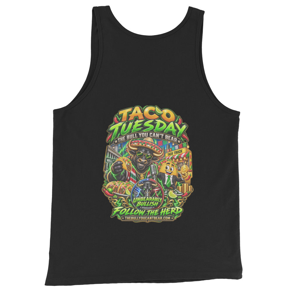 Taco Tuesday Tank Top in Black, back print