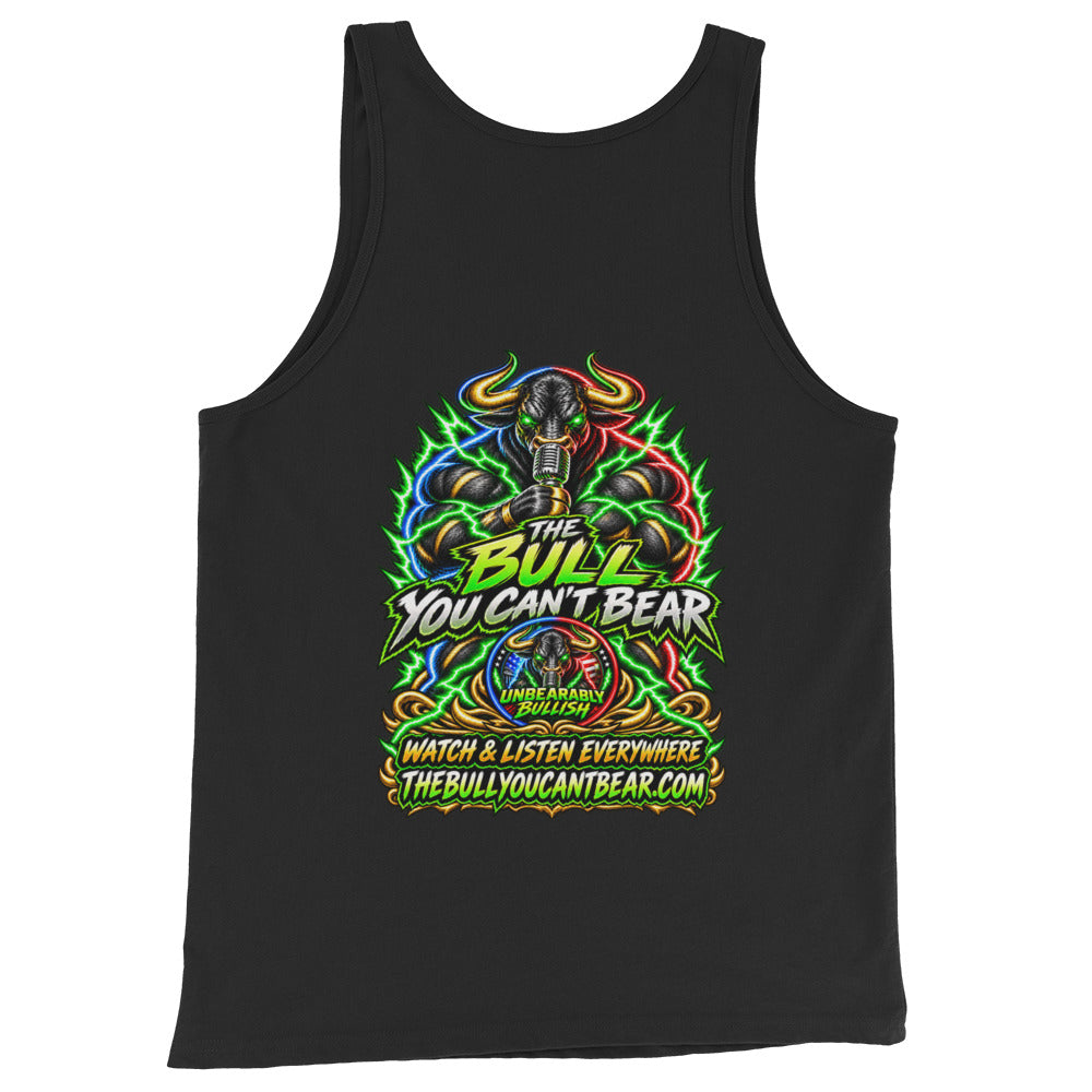The Bull You Can't Bear Tank Top in Black, back print