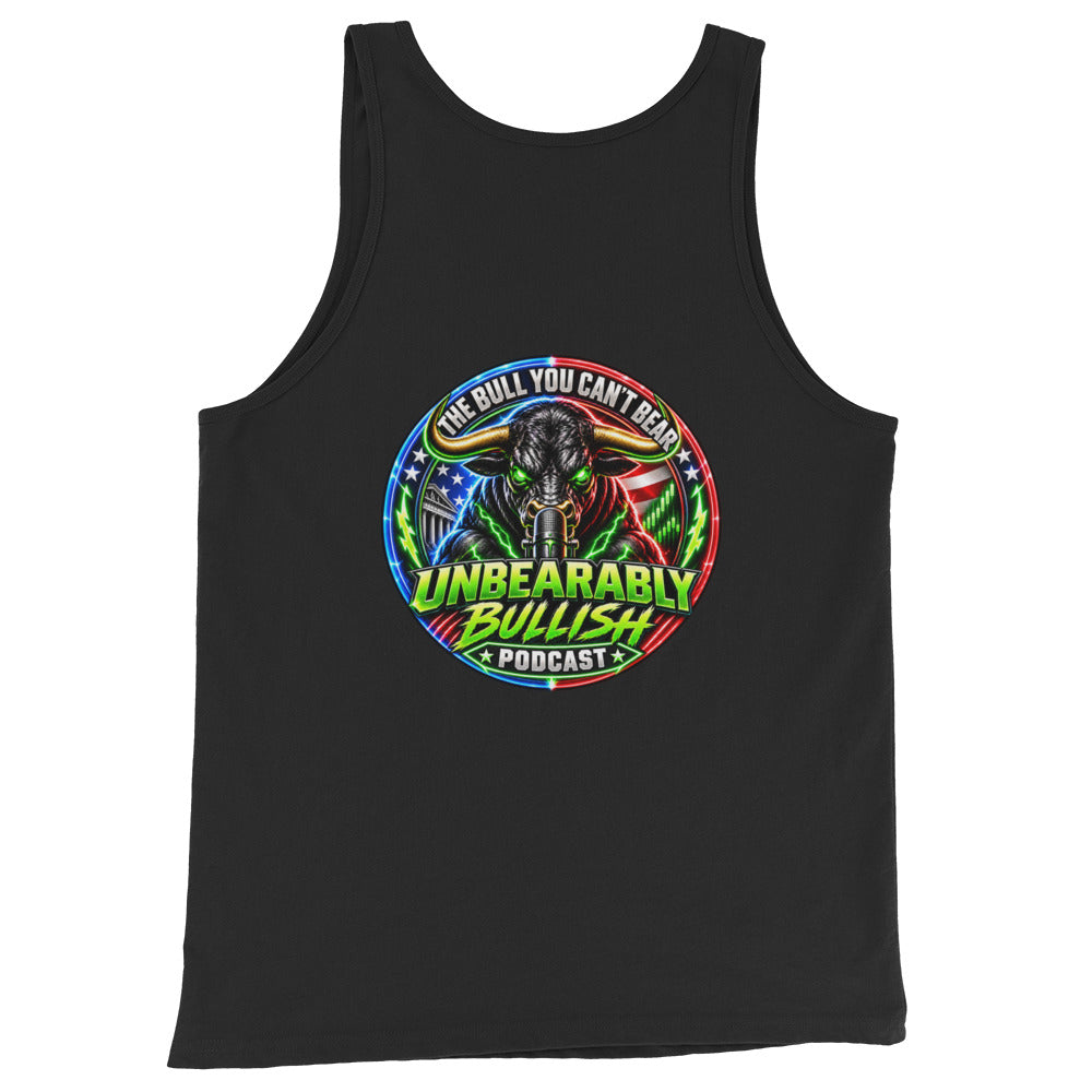 Unbearably Bullish Logo Tank Top in Black, back print
