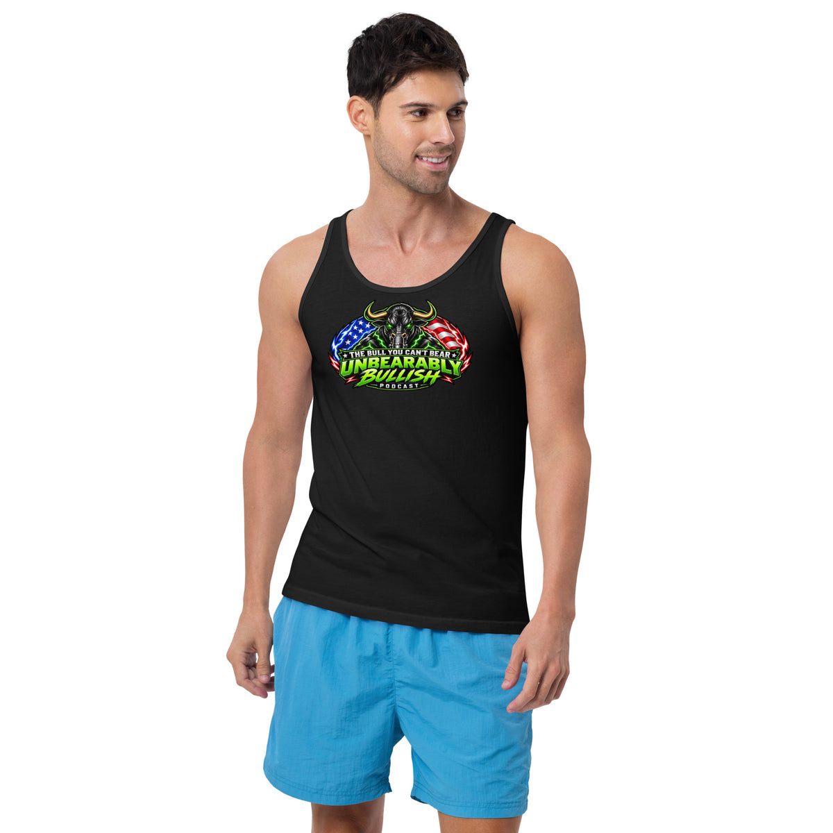 Unbearably Bullish Logo Tank Top in Black, front