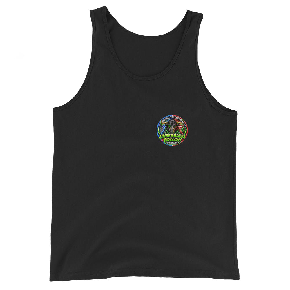 Unbearably Bullish Logo Tank Top in Black, front