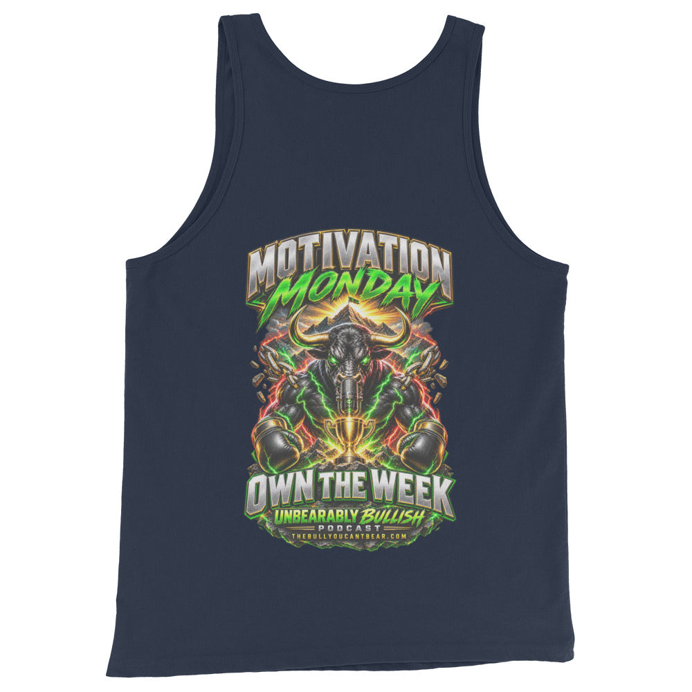 Motivation Monday Own The Week Tank Top in Navy, back print