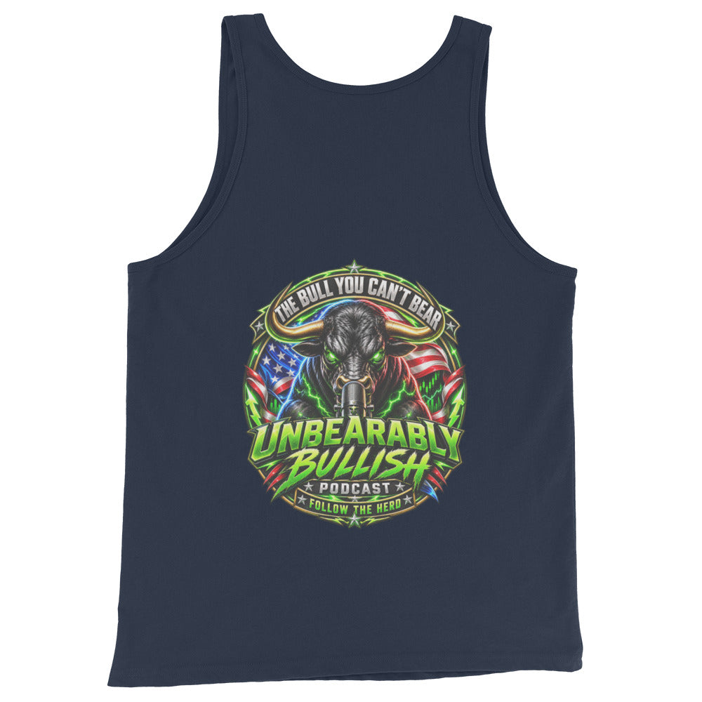 Patriotic Power Tank Top in Navy, back print