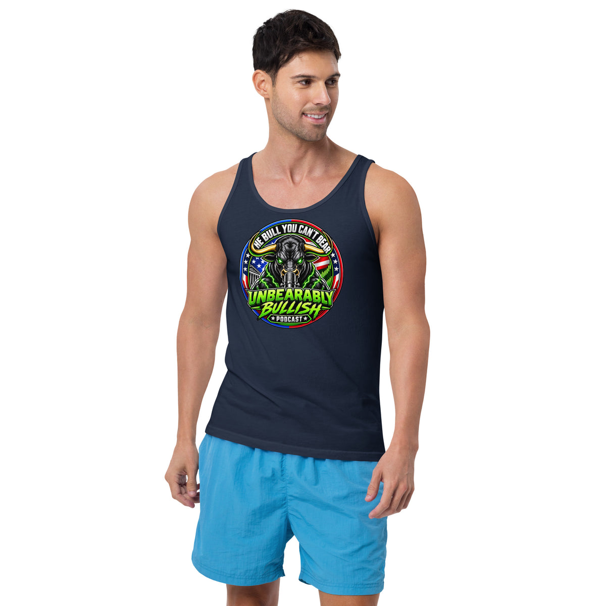 The Bull You Can't Bear Tank Top in Navy, front