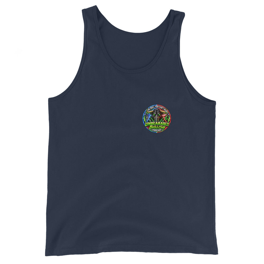 Unbearably Bullish Logo Tank Top in Navy, front