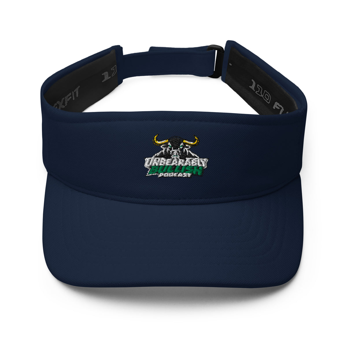 Unbearably Bullish Podcast Visor in Navy, front view