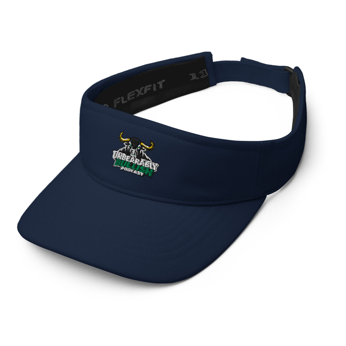 Unbearably Bullish Podcast Visor in Navy, left front angle