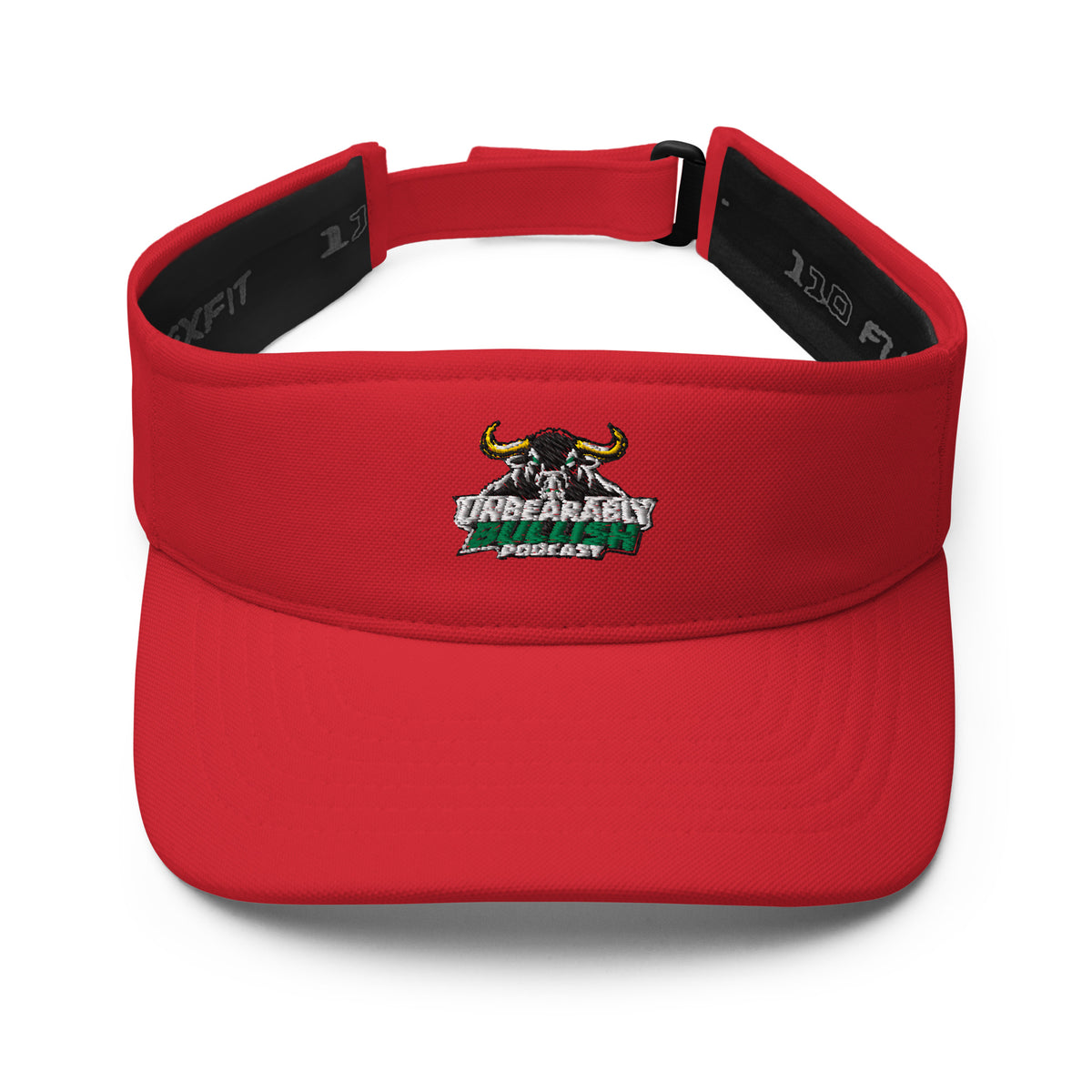 Unbearably Bullish Podcast Visor in Red, front view