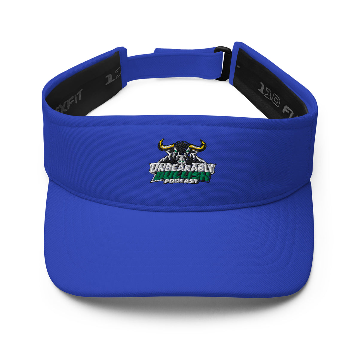 Unbearably Bullish Podcast Visor in Royal Blue, front view