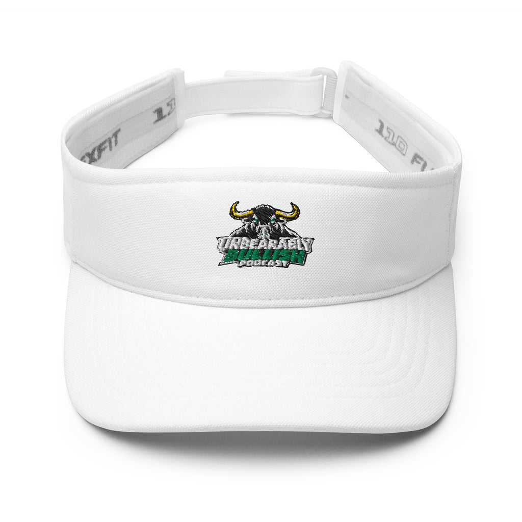 Unbearably Bullish Podcast Visor in White, front view