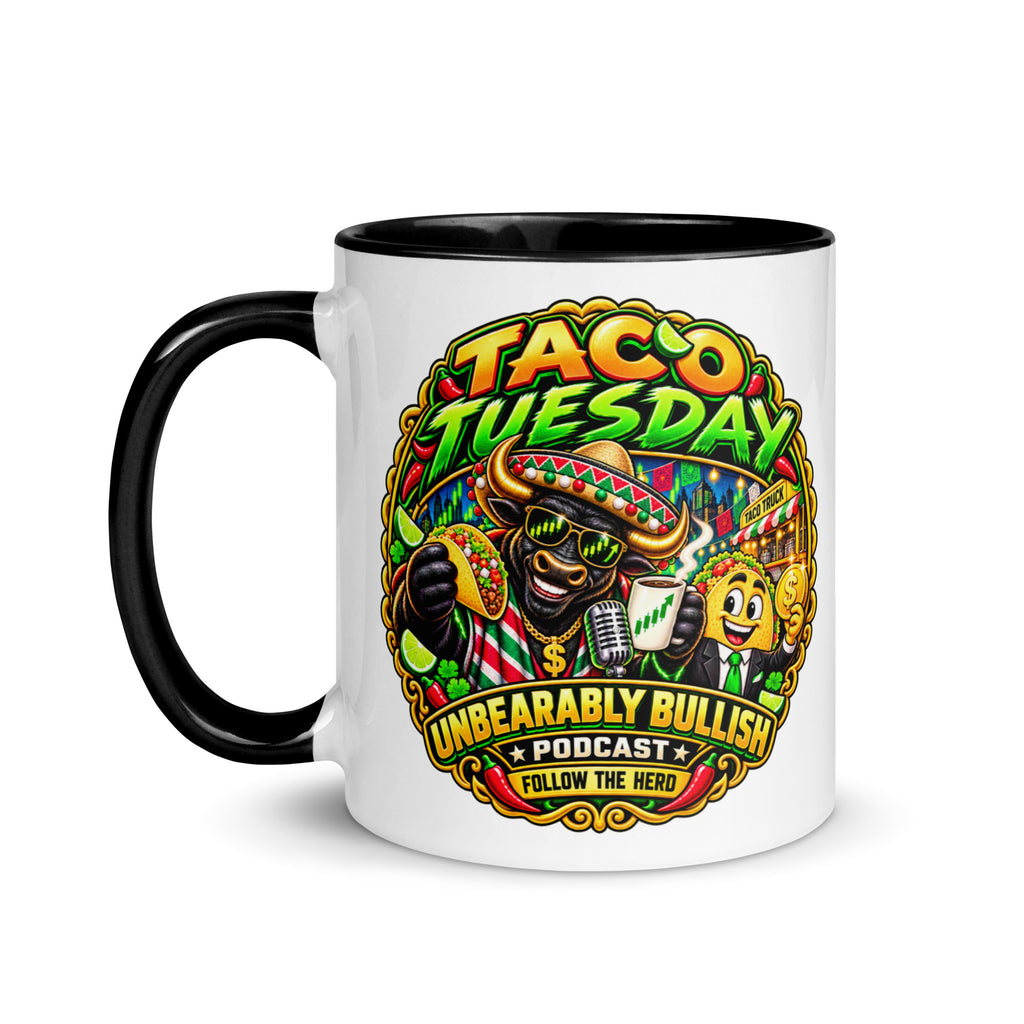 Taco Tuesday Mug with black interior, 11 oz, left side